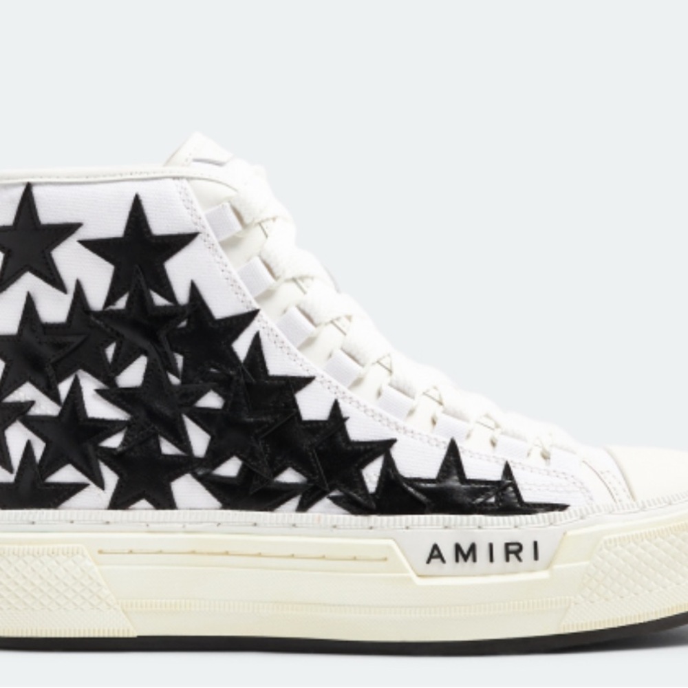 Amiri MENS Star-Embellished High-Top Sneakers - White and Black